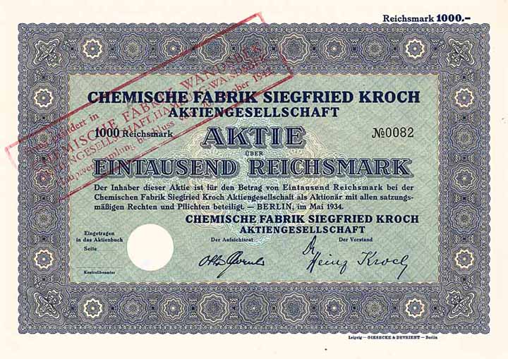 Chemische Fabrik Siegfried Kroch AG (Chemische Fabrik Wandsbek AG)