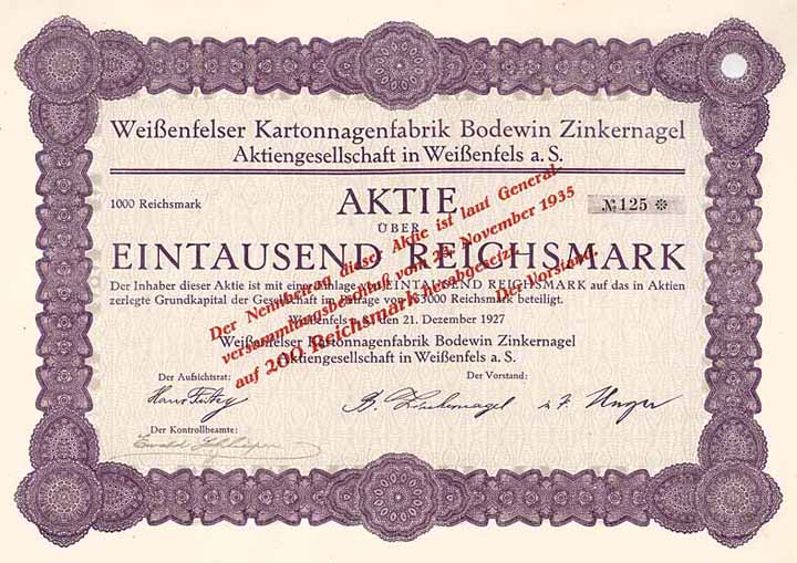 Weißenfelser Kartonagenfabrik Bodewin Zinkernagel AG