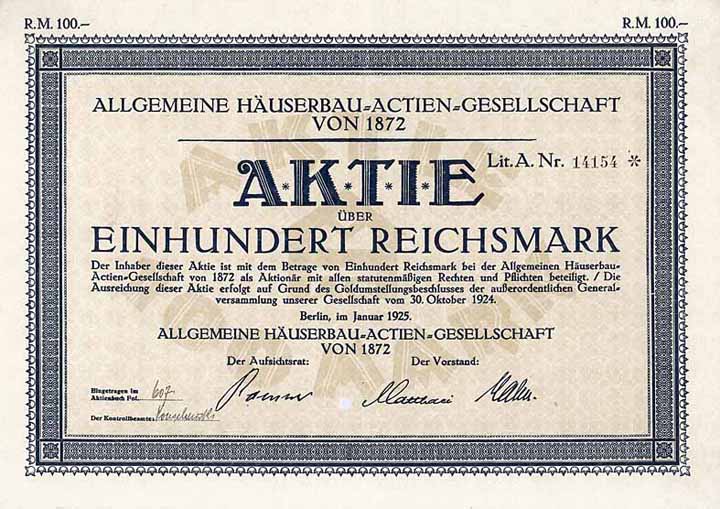 Allgemeine Häuserbau-AG von 1872