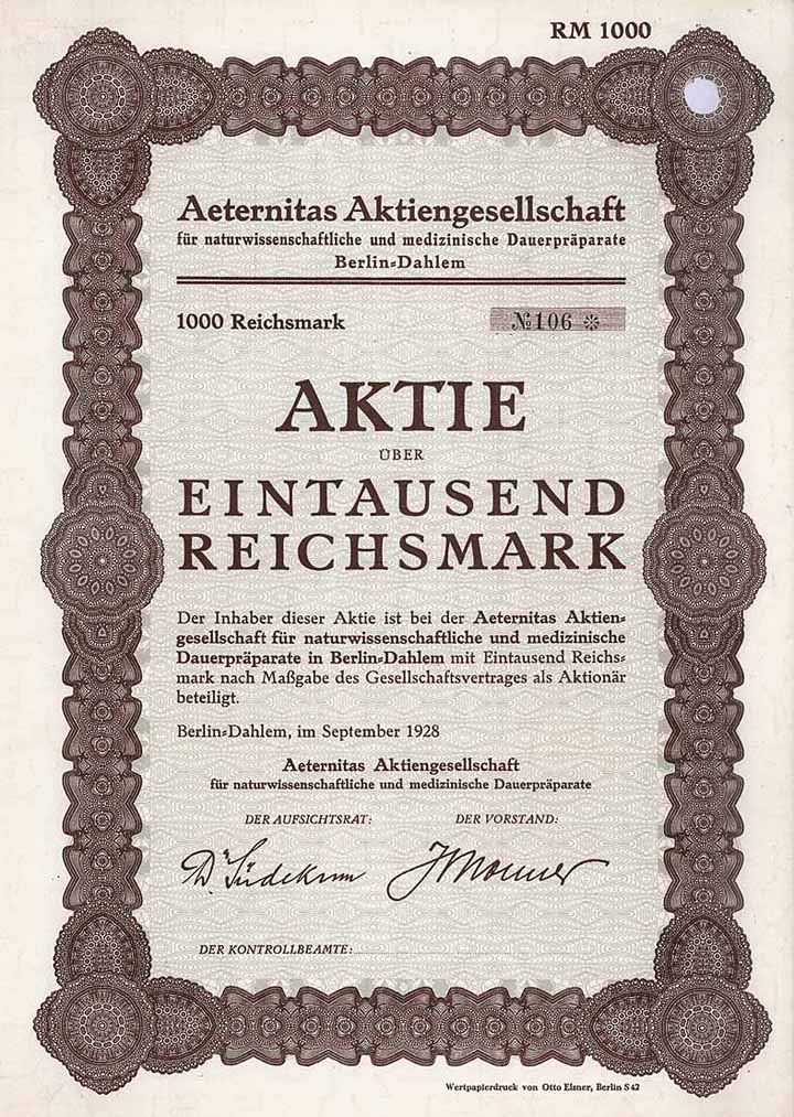 Aeternitas AG für naturwissenschaftliche u. medizinische Dauerpräparate
