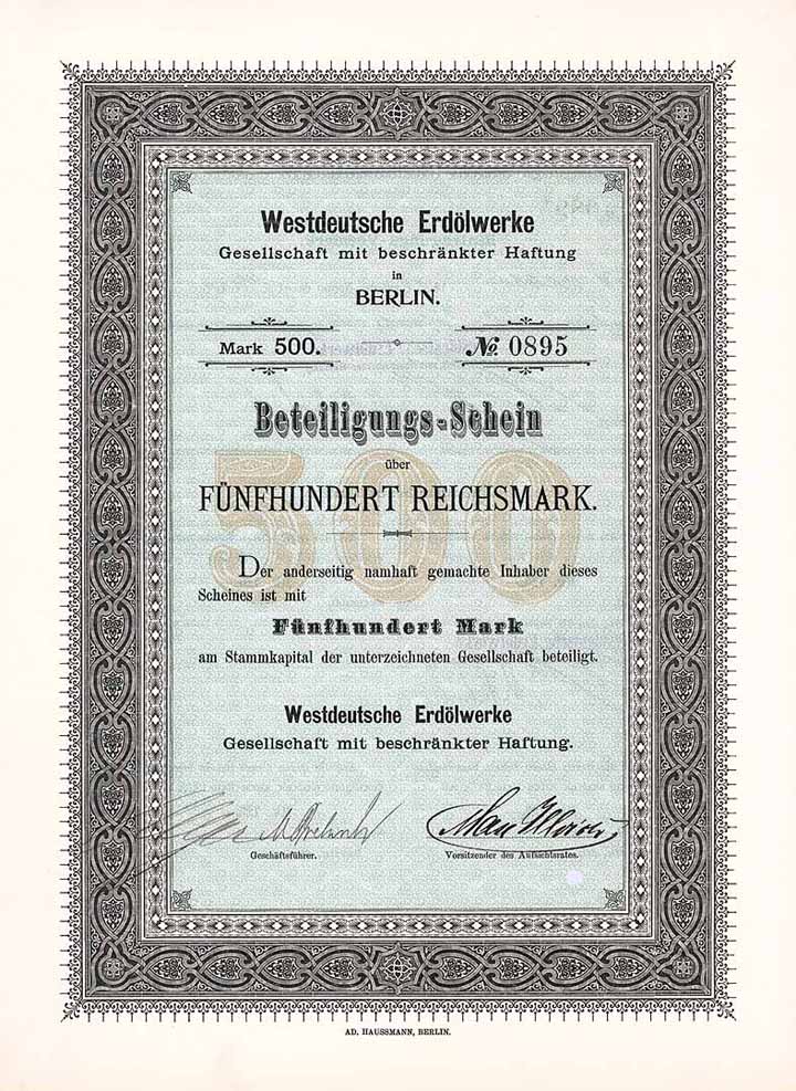 Westdeutsche Erdölwerke GmbH (blauer Unterdruck)