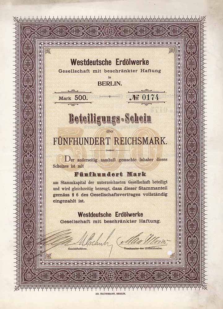 Westdeutsche Erdölwerke GmbH (beiger Unterdruck)