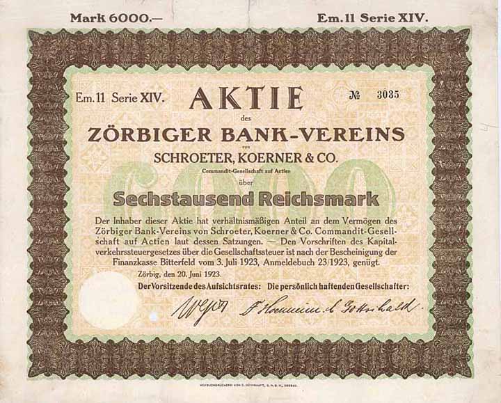 Zörbiger Bankverein von Schroeter, Koerner & Comp. KGaA