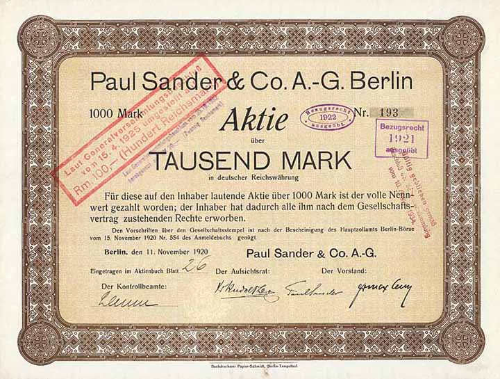 Paul Sander & Co. AG