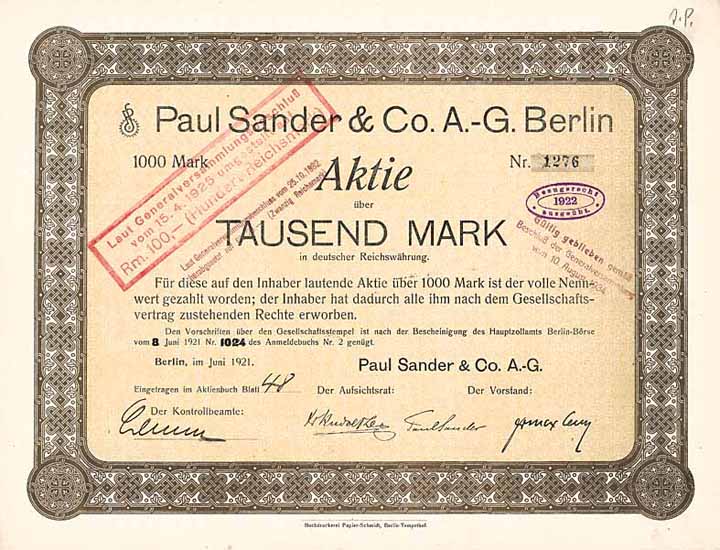 Paul Sander & Co. AG