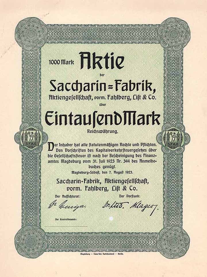 Saccharin-Fabrik AG vorm. Fahlberg, List & Co.