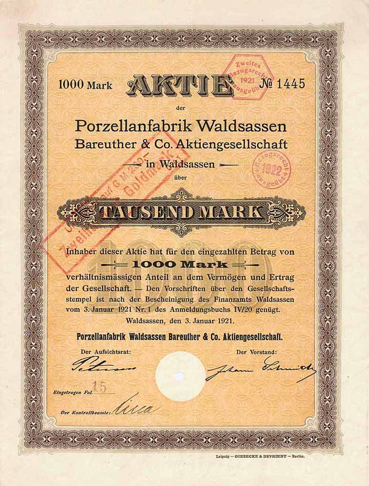 Porzellanfabrik Waldsassen Bareuther & Co. AG
