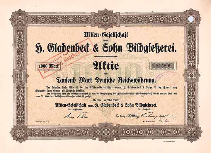 AG vorm. H. Gladenbeck & Sohn Bildgießerei