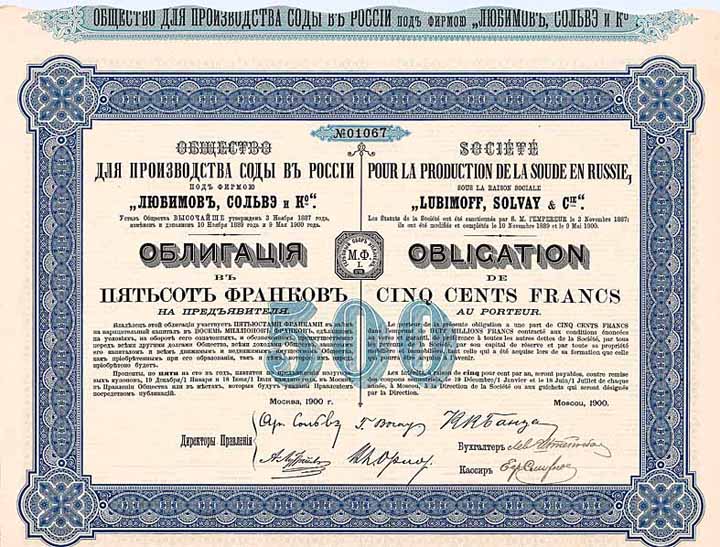 Soc. pour la Production de la Soude en Russie “Lubimoff, Solvay & Cie.”
