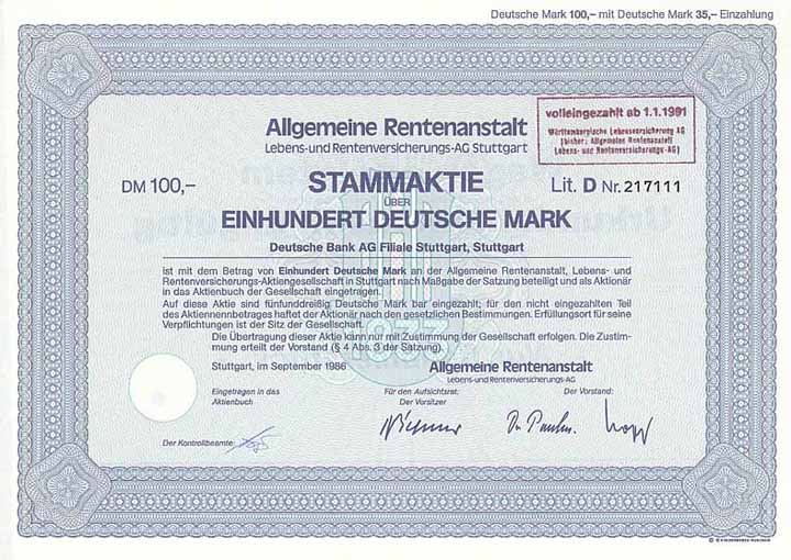 Allgemeine Rentenanstalt Lebens- und Rentenversicherungs-AG