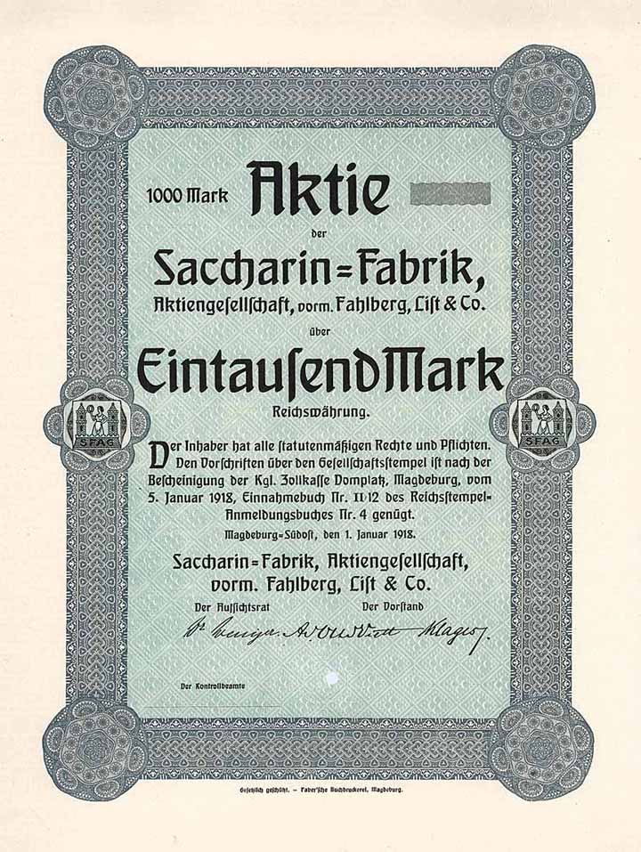 Saccharin-Fabrik AG vorm. Fahlberg, List & Co.