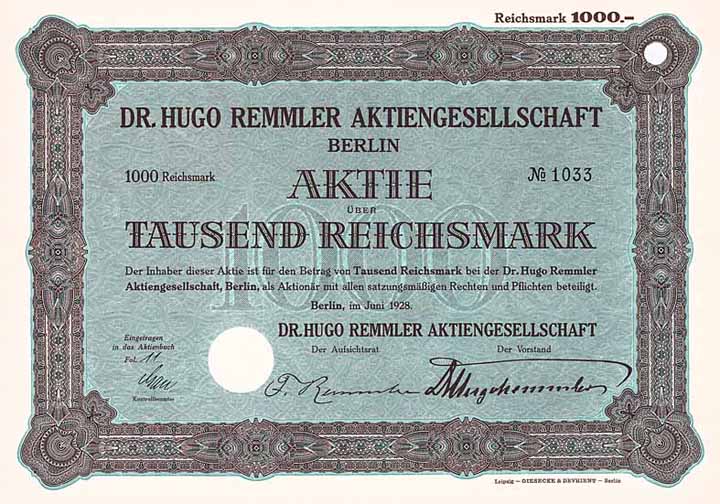 Dr. Hugo Remmler AG