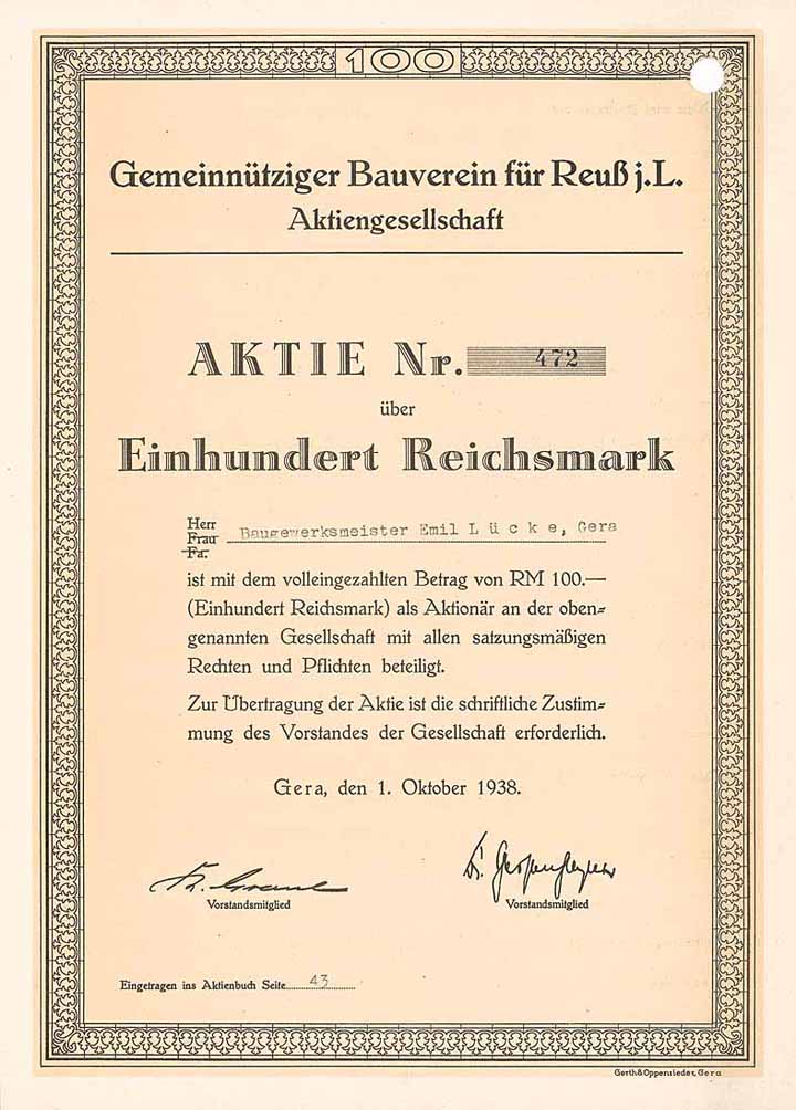 Gemeinnütziger Bauverein für Reuß j.L.