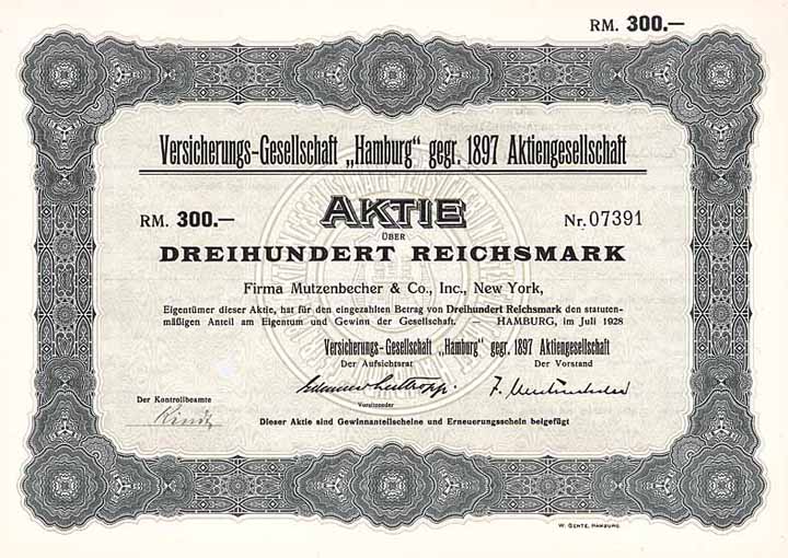 Versicherungs-Gesellschaft "Hamburg" gegr. 1897 AG