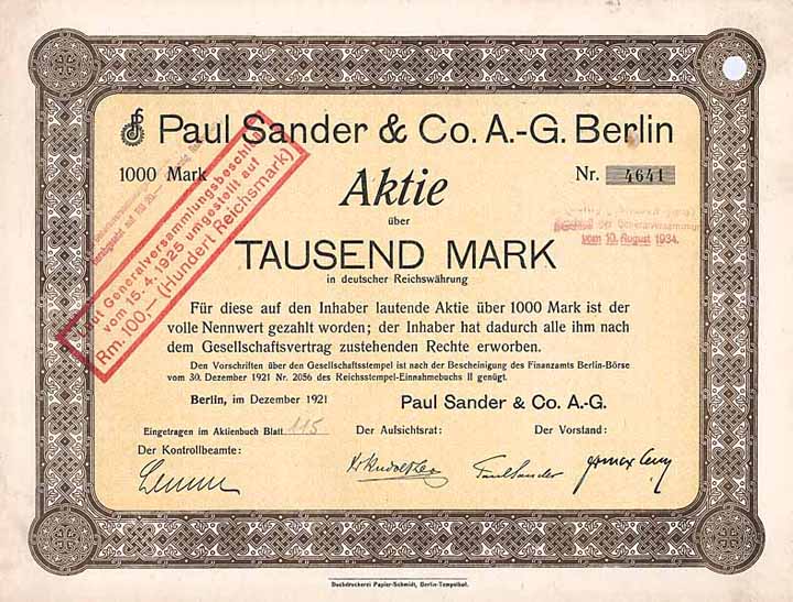 Paul Sander & Co. AG