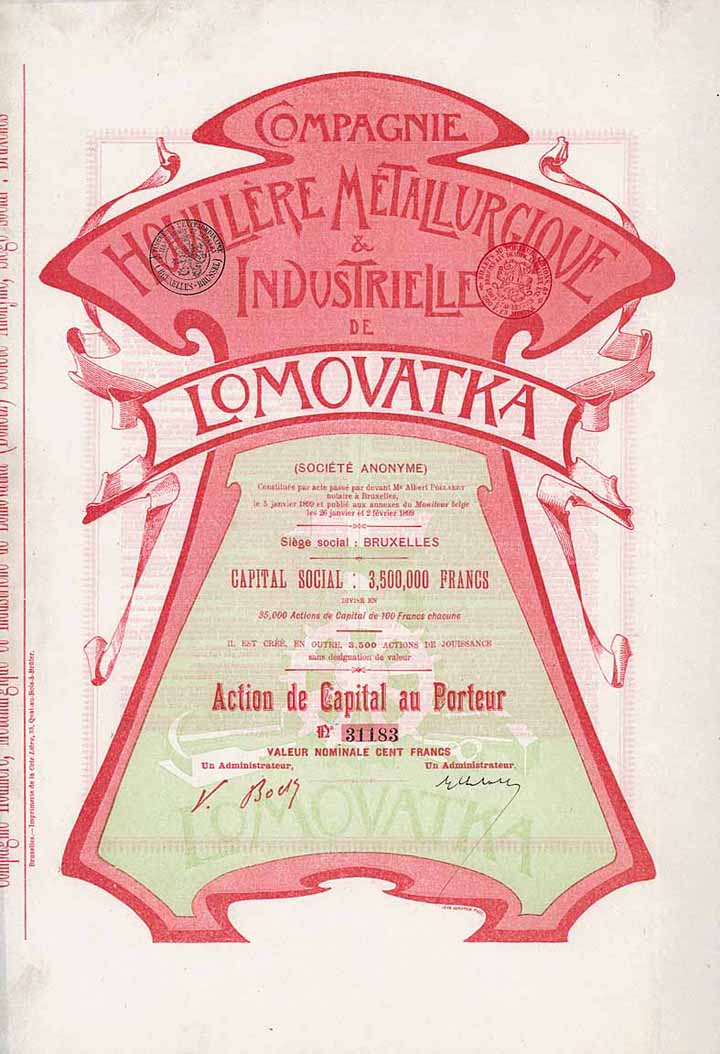 Cie. Houillère Métallurgique & Industrielle de Lomovatka S.A.