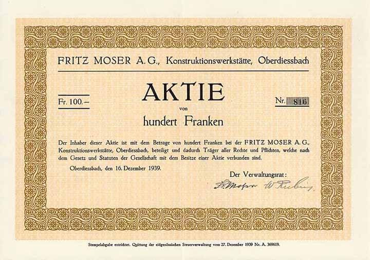 Fritz Moser AG Konstruktionswerkstätte