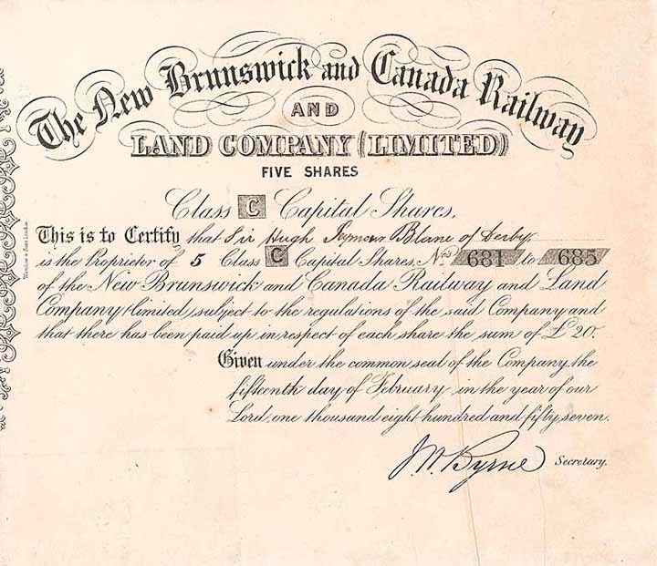 New Brunswick and Canada Railway and Land Company Ltd.