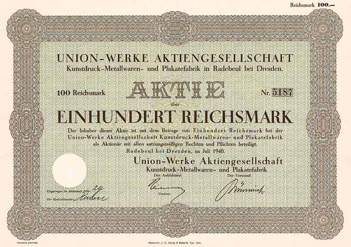 Union-Werke AG Kunstdruck-Metallwaren- und Plakatefabrik