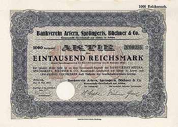Bankverein Artern, Spröngerts, Büchner & Co. KGaA