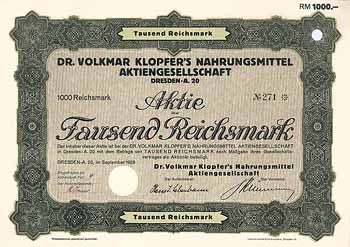Dr. Volkmar Klopfer's Nahrungsmittel AG
