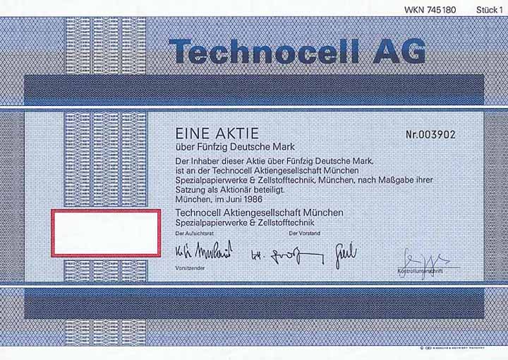 Technocell AG München Spezialpapierwerke & Zellstofftechnik