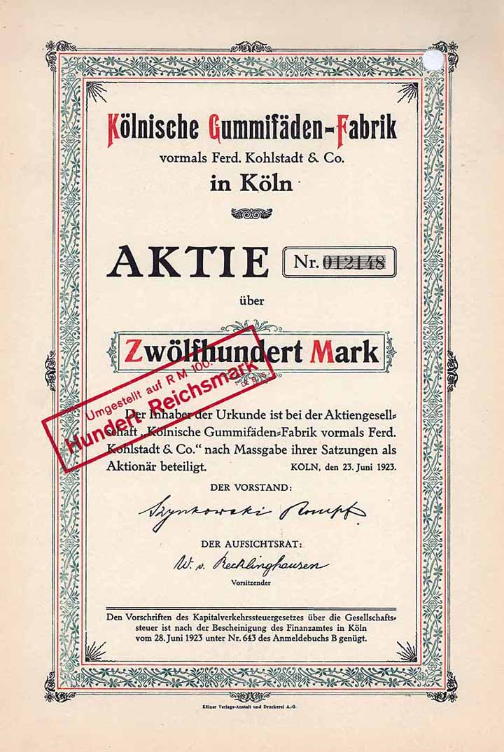 Kölnische Gummifäden-Fabrik vorm. Ferd. Kohlstadt & Co.