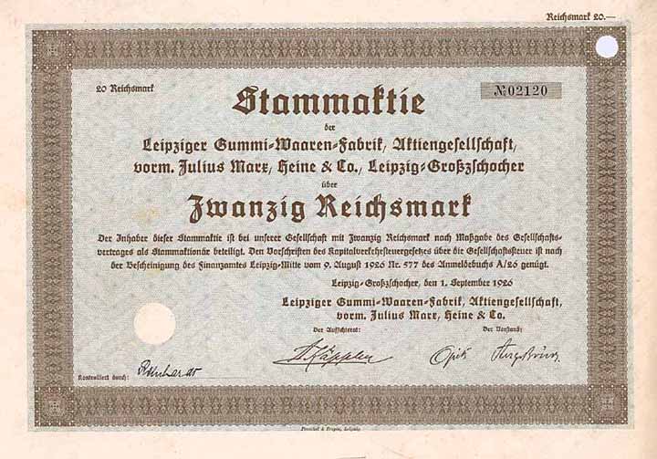 Leipziger Gummi-Waaren-Fabrik AG vorm. Julius Marx, Heine & Co.