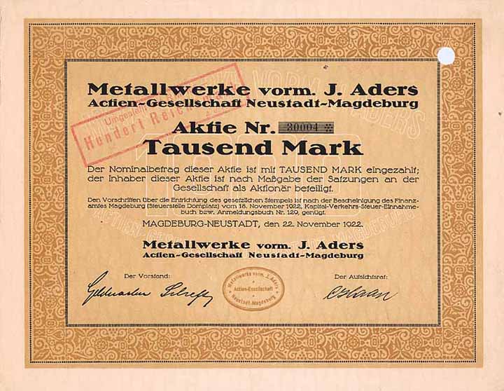 Metallwerke vorm. J. Aders AG