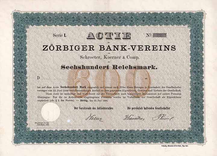 Zörbiger Bank-Verein von Schroeter, Koerner & Comp.