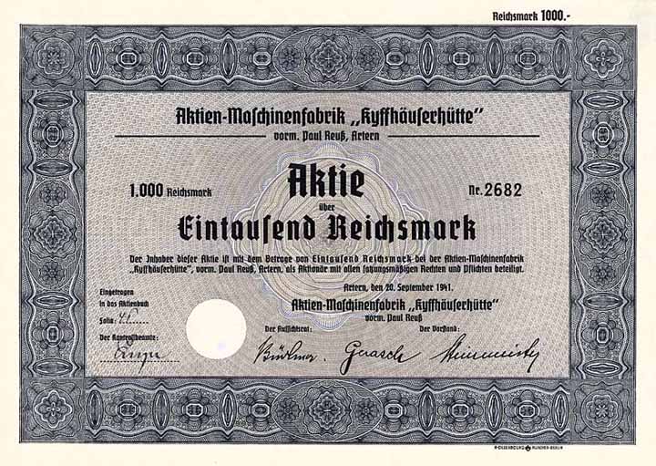 Aktien-Maschinenfabrik "Kyffhäuserhütte" vormals Paul Reuß